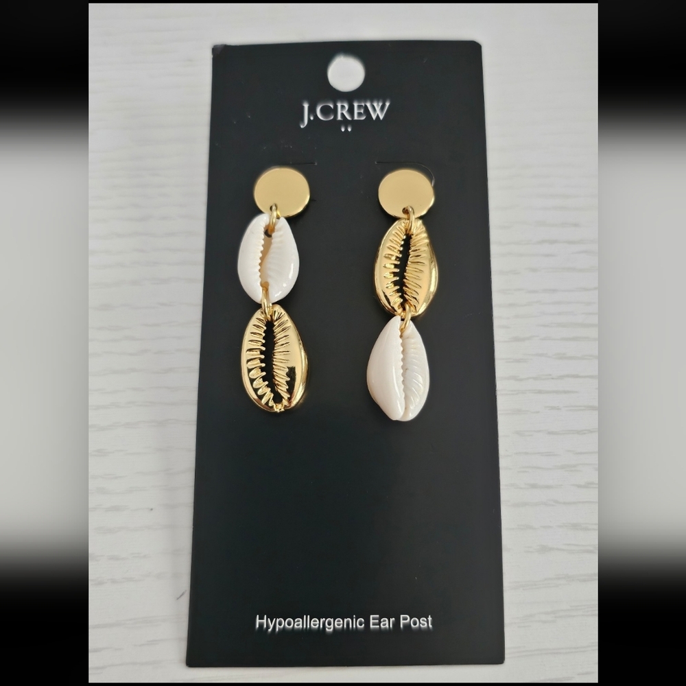 J. Crew Gold Shell Drop Earrings